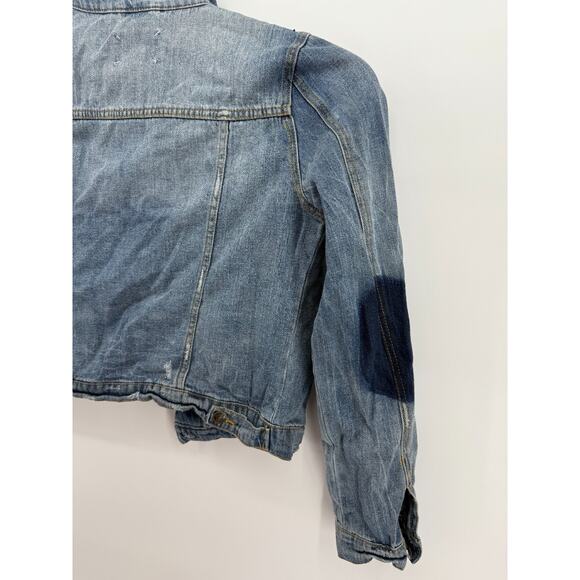 dELiA's Y2K Boho Southwestern Retro Denim Cropped Jean Jacket Large Festival - Picture 9 of 13